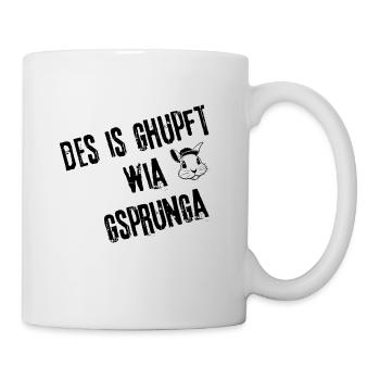 GhupftWiaGsprunga_Überraschung | Redewendung - Tasse - Weiß - Rechts