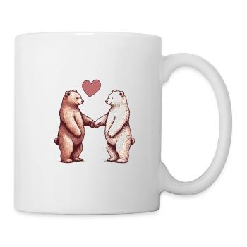 Bears in Love - Bears Couple Holding Hands with Heart - Mug - white - Right