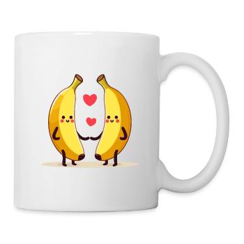 Bananas in love - couple holding hands with heart - Mug - white - Right