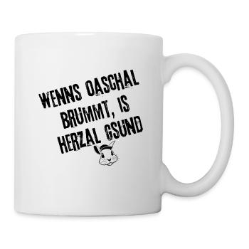 OaschalBrummt_HerzalGsund_Style | Redewendung - Tasse - Weiß - Rechts