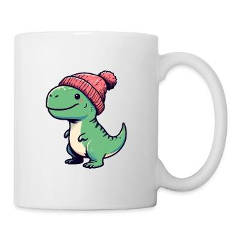Dinosaure dinosaure T-Rex vert avec bonnet - Mug blanc - blanc - Droite