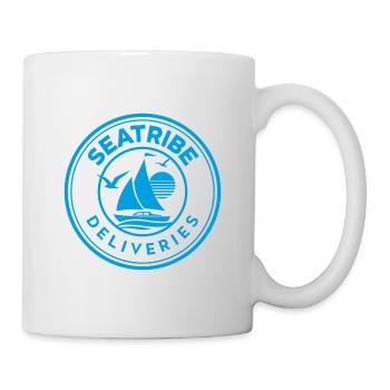 Nautical sailboat design with seagull and sun - Mug - white - Right