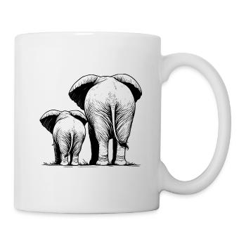 Elefanten Familie zwei Dickhäuter in Afrika - Tasse - Weiß - Rechts