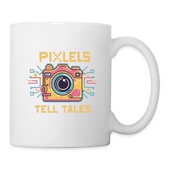 Pixel erzählen Geschichten - Kamera-Illustration - Tasse - Weiß - Rechts