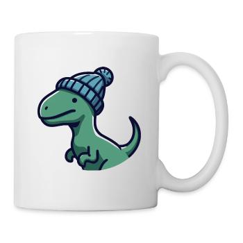Baby T Rex Dino Dinosaurier Beanie Mütze Sticker - Tasse - Weiß - Rechts