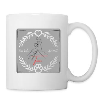 Das beste Team der Welt! / Pfote & Hand - Tasse - Weiß - Rechts