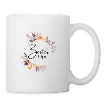 Bester Opi! Blumen-Kreis, personalisierbar - Tasse - Weiß - Rechts