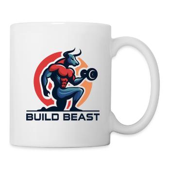 Gym Dominator, BUILD BEAST T-Shirts - Tasse - Weiß - Rechts