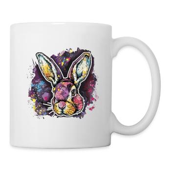 Tête de lapin graffiti Joyeuses Pâques Lapin de Pâques - Mug blanc - blanc - Droite