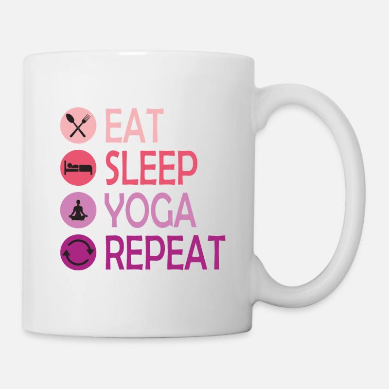 Mangez, dormez, faites du yoga et répétez - Mug blanc - blanc