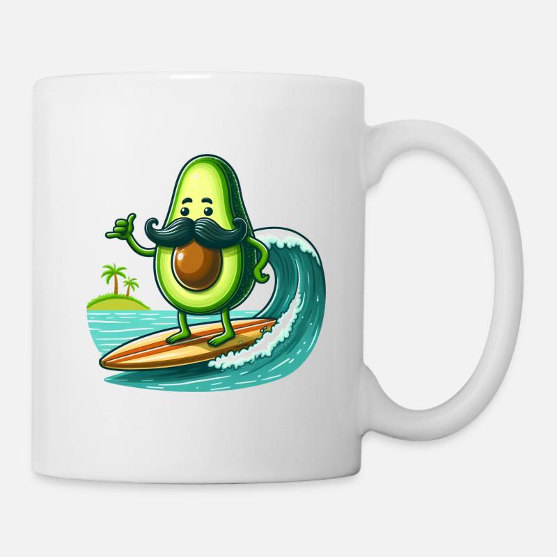 Eine Surfer Avocado mit Schnurrbart - Tasse - Weiß