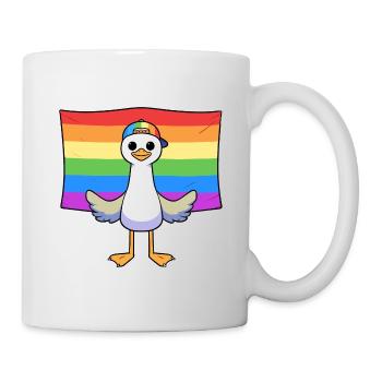 LGBTQIA+ Pride Seagull Cap Rainbow Flag - Mug - white - Right