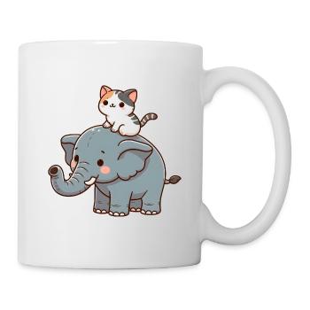 Cat rides elephant - Mug - white - Right