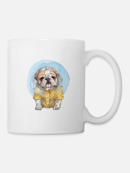 Bouledogue sous la pluie - Mug blanc - blanc