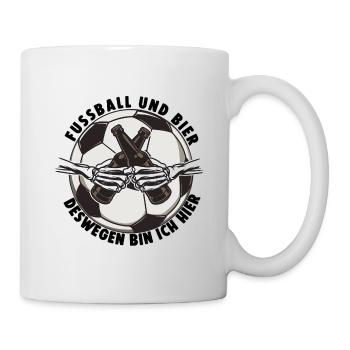 Fussball und Bier Trinkspruch - Tasse - Weiß - Rechts