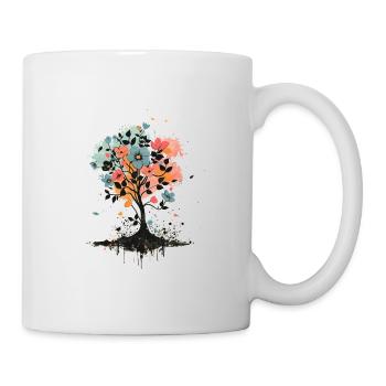 Colorful Floral Tree Minimal Painting - Mug - white - Right