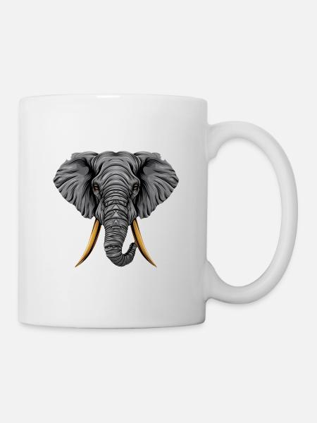 Majestic Elephant: Geometric Tribal Wisdom - Mug - white
