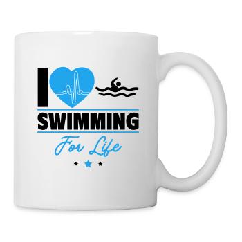 Ich liebe Schwimmen für das Leben - Tasse - Weiß - Rechts