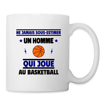 Ne jamais sous-estimer un homme qui joue au basket - Mug blanc - blanc - Droite