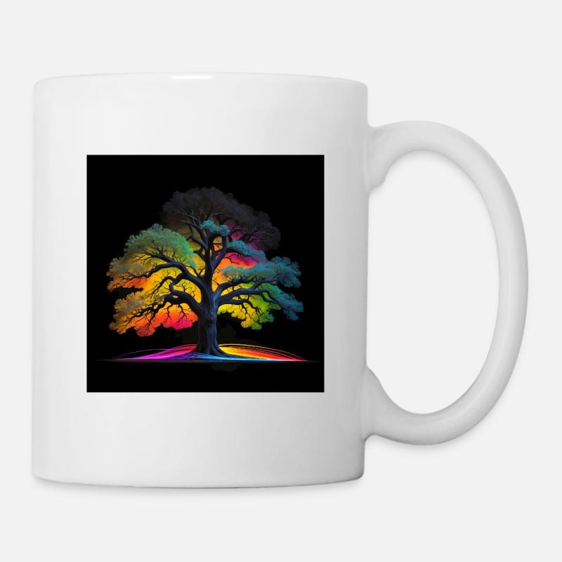Baum in Leuchtfarben - Tasse - Weiß