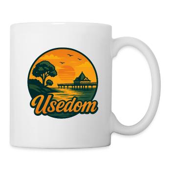 Vacances à Usedom – Motif de la mer Baltique avec facteur culte - Mug blanc - blanc - Droite