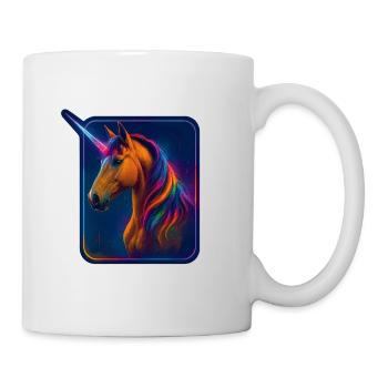 Wunderschönes braunes Einhorn – Neon Style Artwork - Tasse - Weiß - Rechts