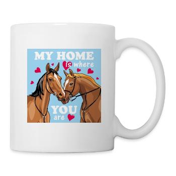Paar liebende Pferde mit Herz - Tasse - Weiß - Rechts