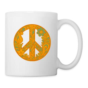 Peacezeichen mit Blumenmuster - Tasse - Weiß - Rechts