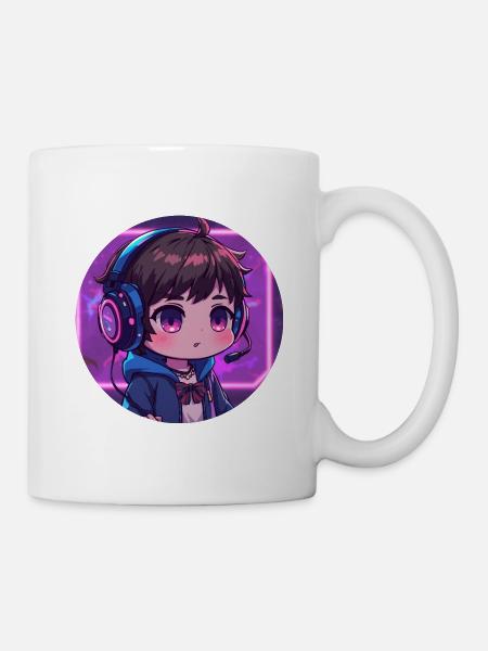 Neon Gaming Chibi with Headphones - Mug - white