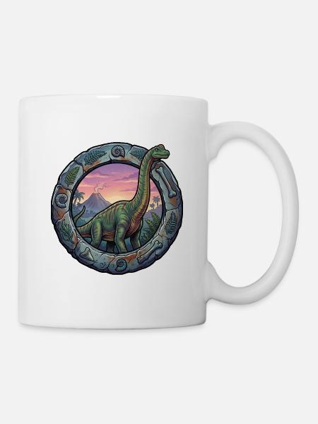 Brachiosaurus im Vulkanring - Tasse - Weiß