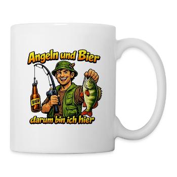 Angeln und Bier – Darum bin ich hier - Tasse - Weiß - Rechts