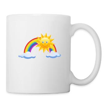Sonne, Regenbogen, Wolken - Tasse - Weiß - Rechts