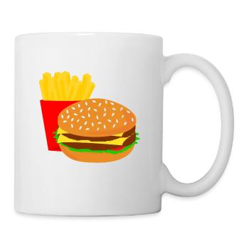 Burger Pommes Food Lover Geschenk Geschenkidee - Tasse - Weiß - Rechts