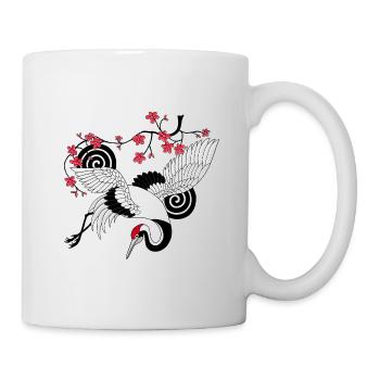 Oiseau de la grue de la chance - Mug blanc - blanc - Droite