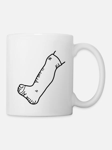 jambe dans le plâtre_1_g1s - Mug blanc - blanc
