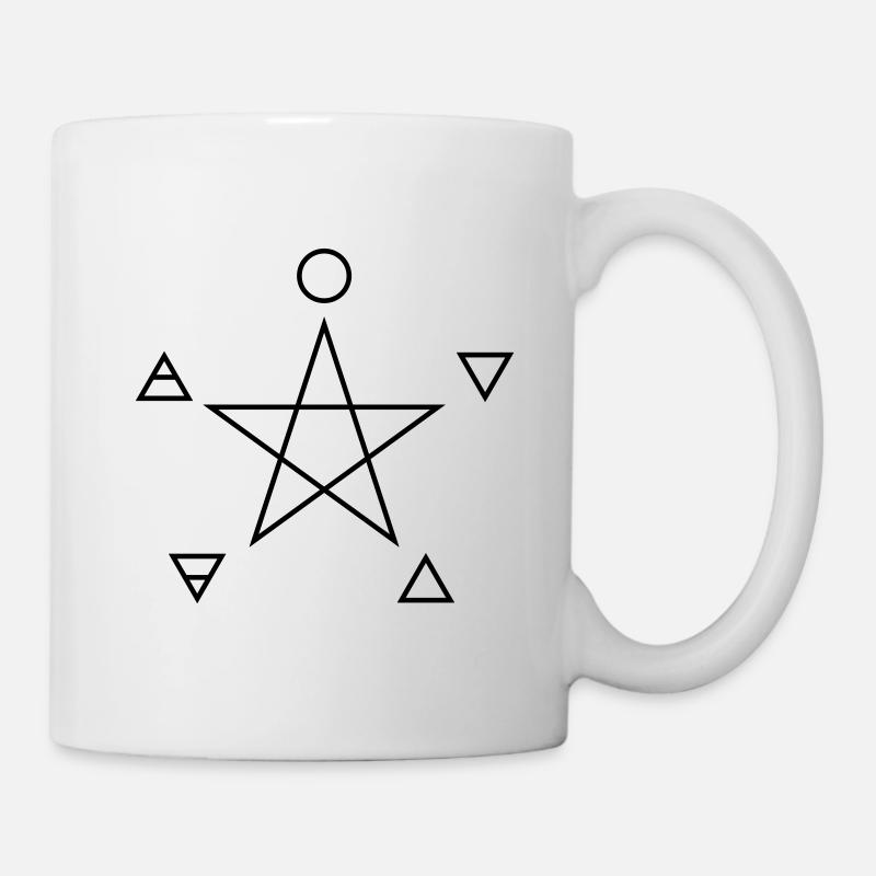 Pentagram, elements, spirit, magic symbol - Mug - white