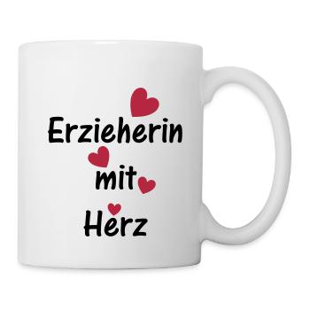 Erzieherin mit Herz - Tasse - Weiß - Rechts