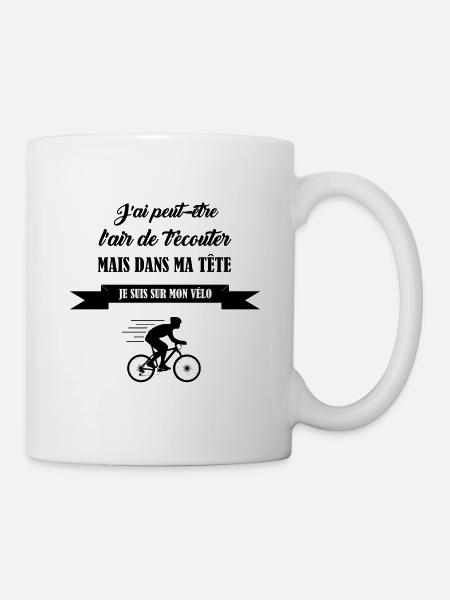 J'ai peut être l'air de t'écouter t-shirt vélo - Mug blanc - blanc