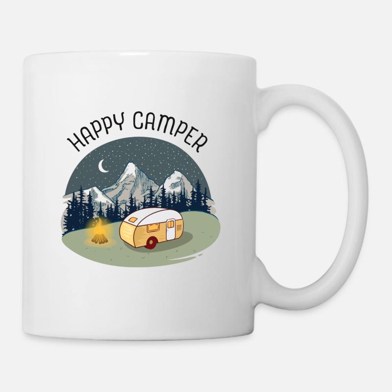 Happy Camper - Camping Mountains Nature - Tasse - Weiß
