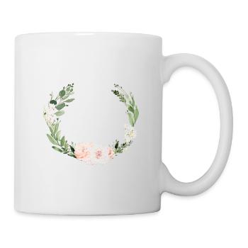 Blumenkranz personalisierbar - Tasse - Weiß - Rechts
