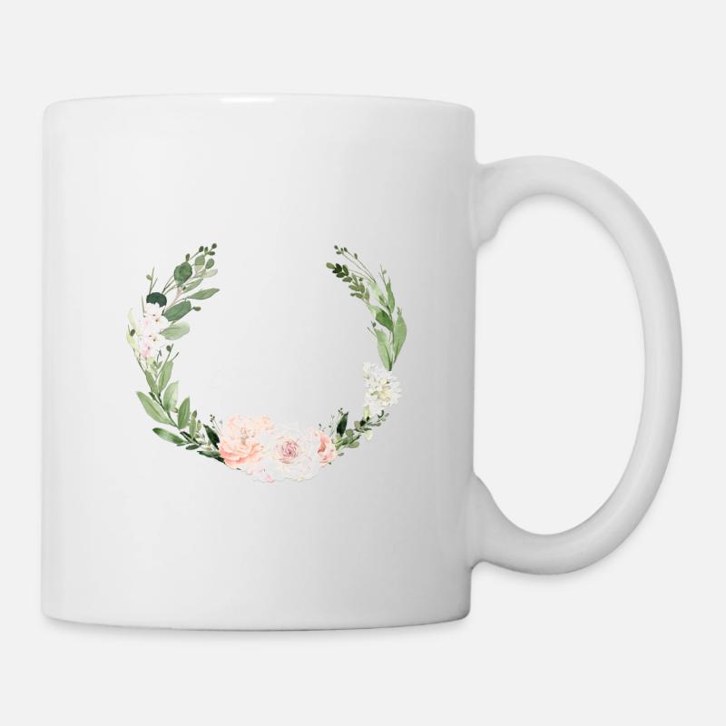 Blumenkranz personalisierbar - Tasse - Weiß