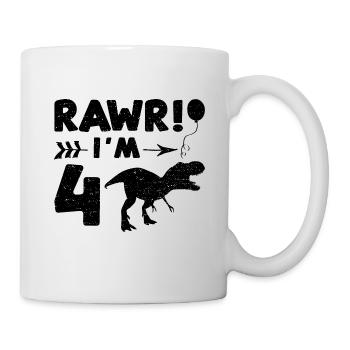 Rawr I'm 4 - 4th Birthday - Tasse - Weiß - Rechts