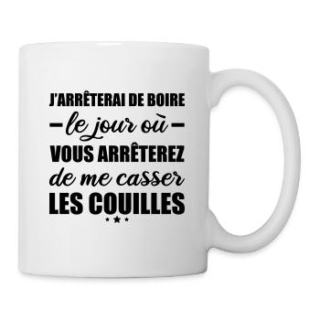 J'arrêterai de boire le jour... Alcool, apéro - Mug blanc - blanc - Droite