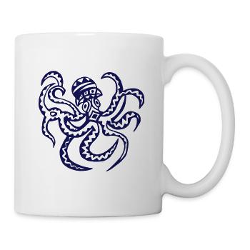 Krake Tintenfisch Oktopus einfarbig - Tasse - Weiß - Rechts