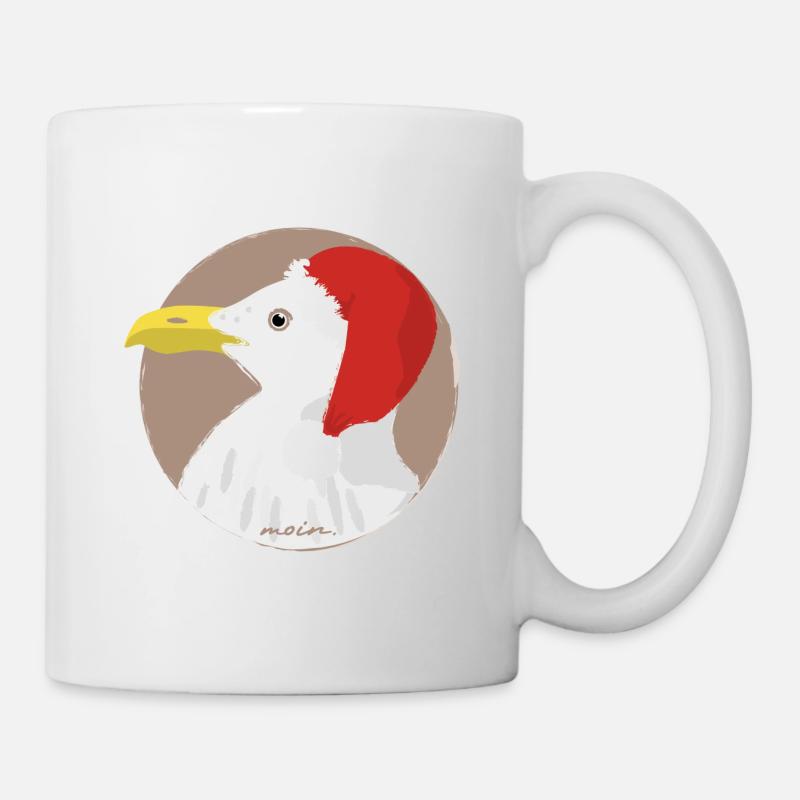 Möwe Weihnachtsmütze - Tasse - Weiß