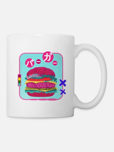 Burger im Retro Japan Stil - Tasse - Weiß