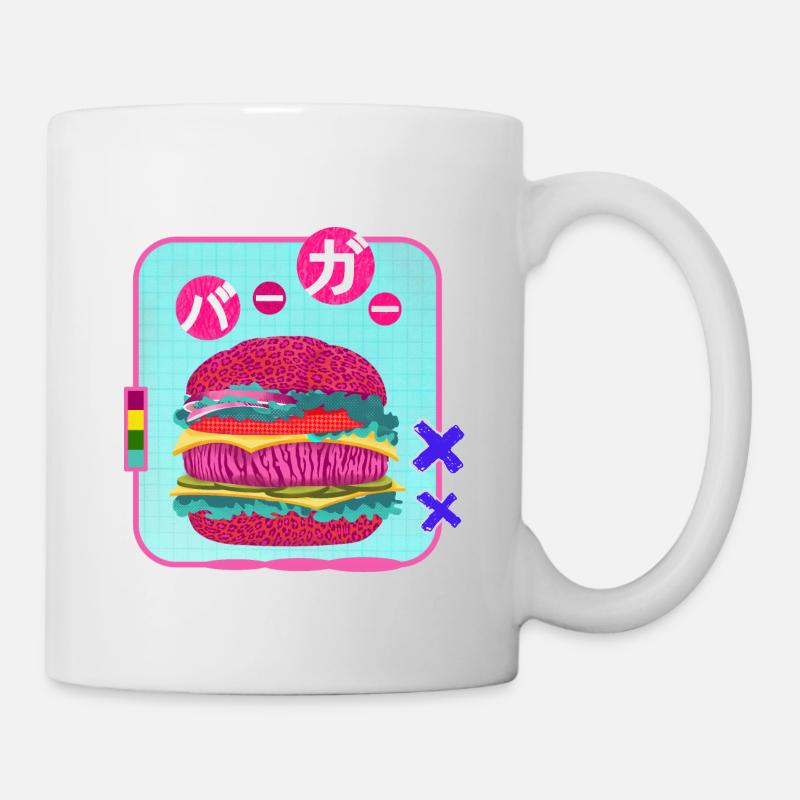 Burger im Retro Japan Stil - Tasse - Weiß