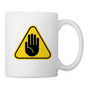Handzeichen Halt - Tasse - Weiß - Rechts