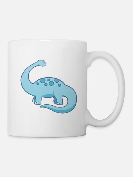 Süßer kleiner blauer Dinosaurier - Tasse - Weiß