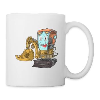 Bagger mit Gesicht - Tasse - Weiß - Rechts